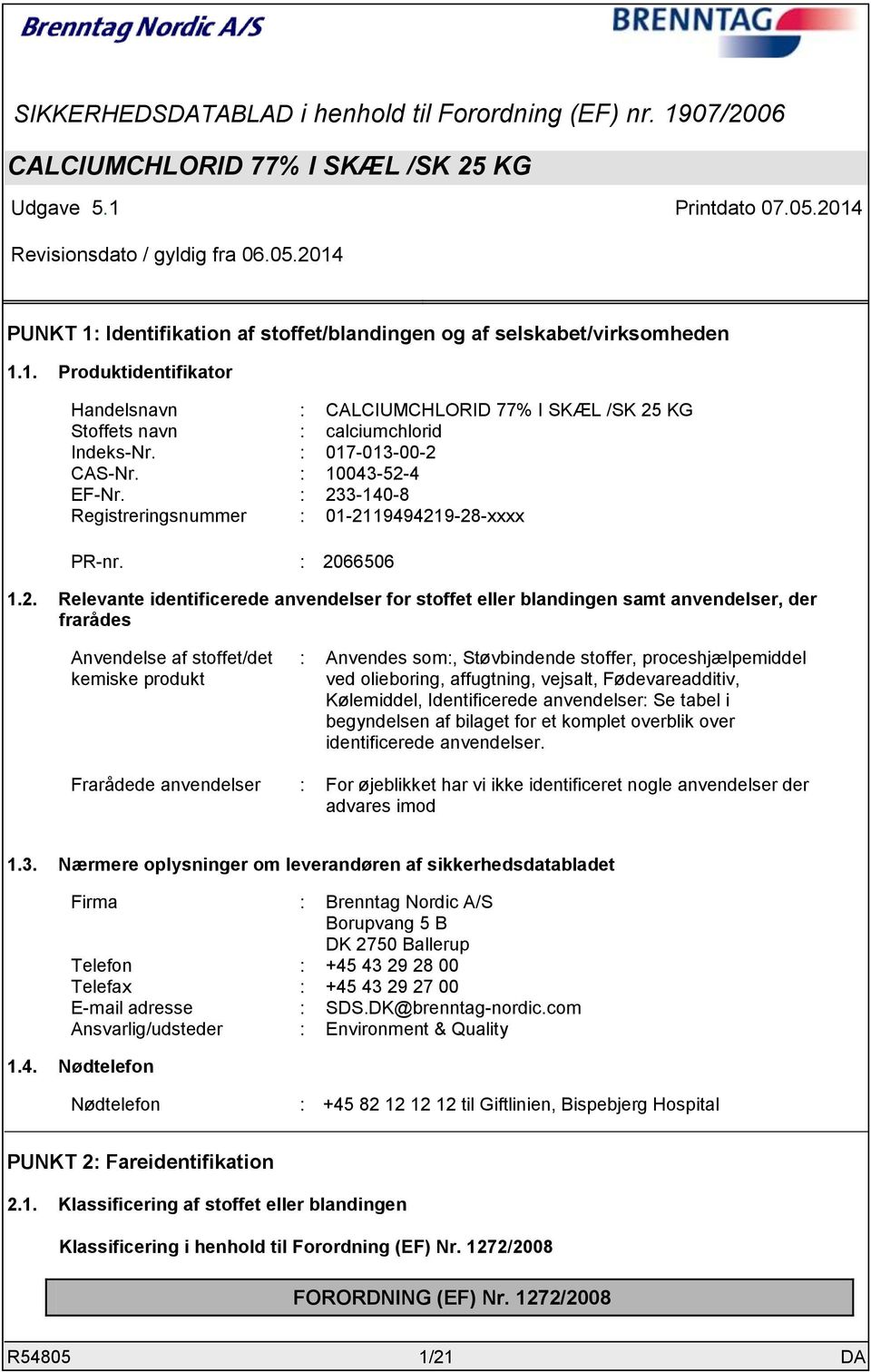 CALCIUMCHLORID 77% I SKÆL /SK 25 KG - PDF Free Download