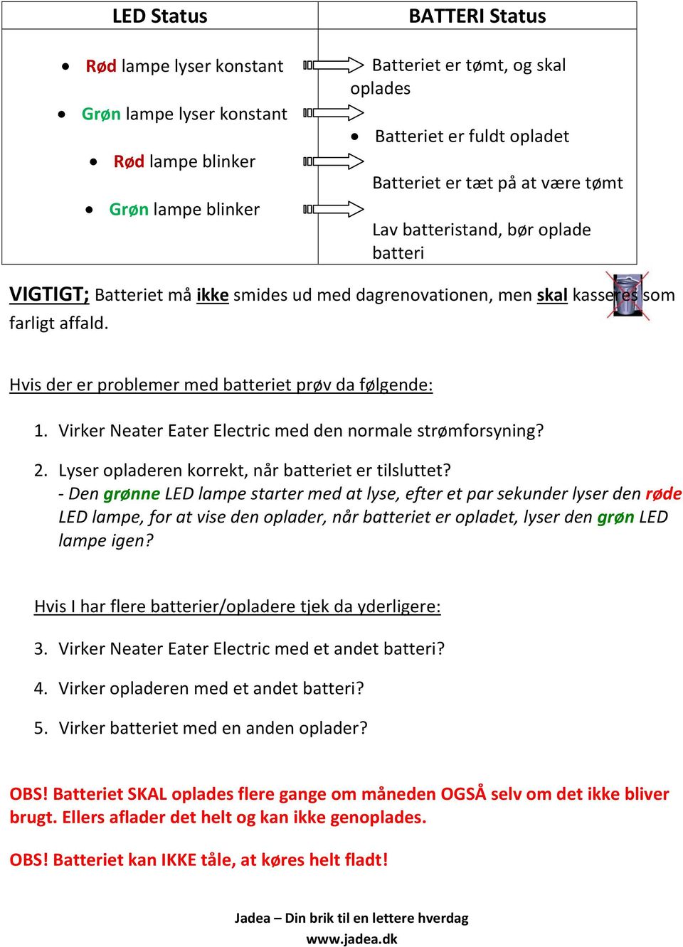 Manual til NE batteri - PDF Gratis download