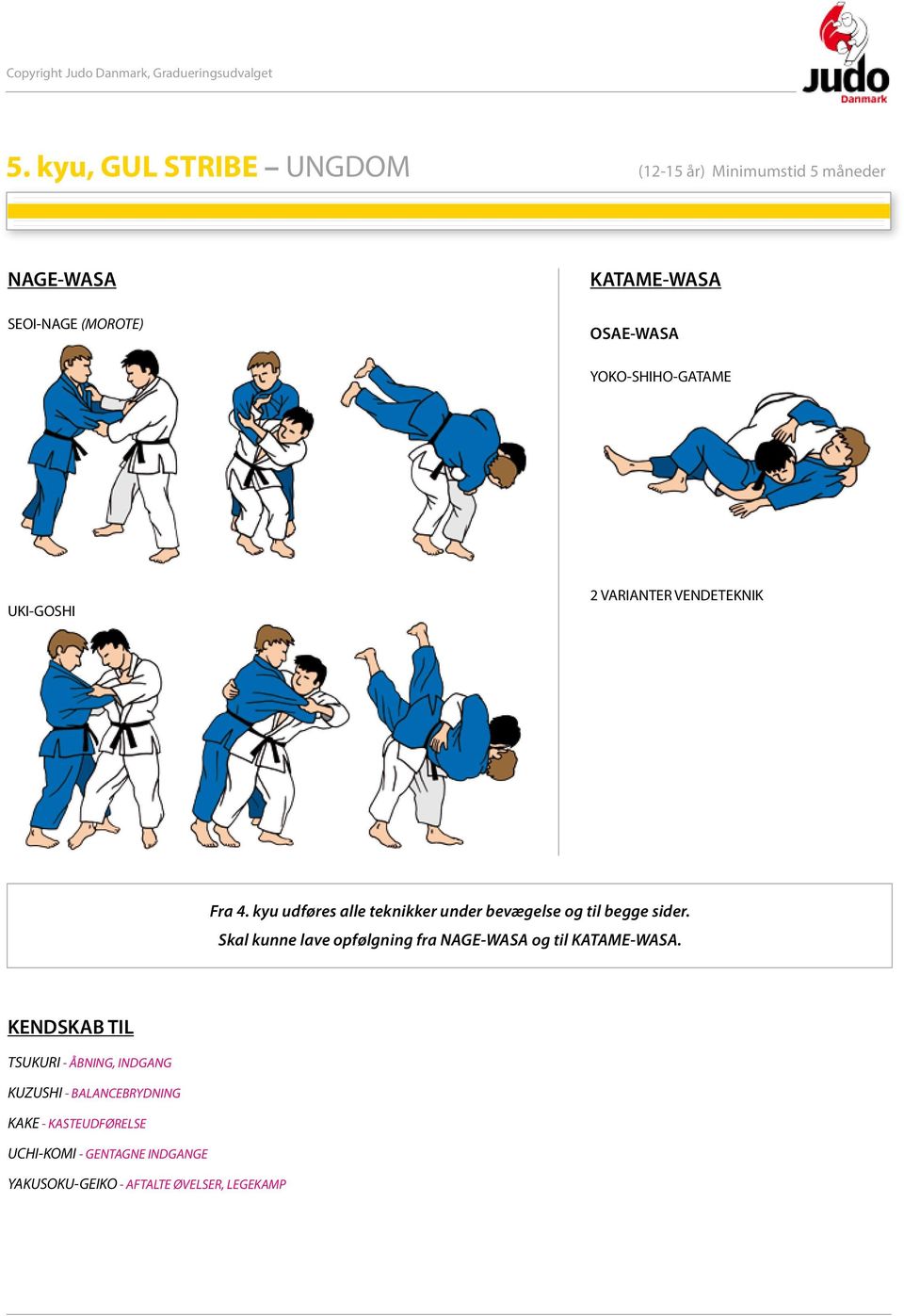 kyu udføres alle teknikker under bevægelse og til begge sider.