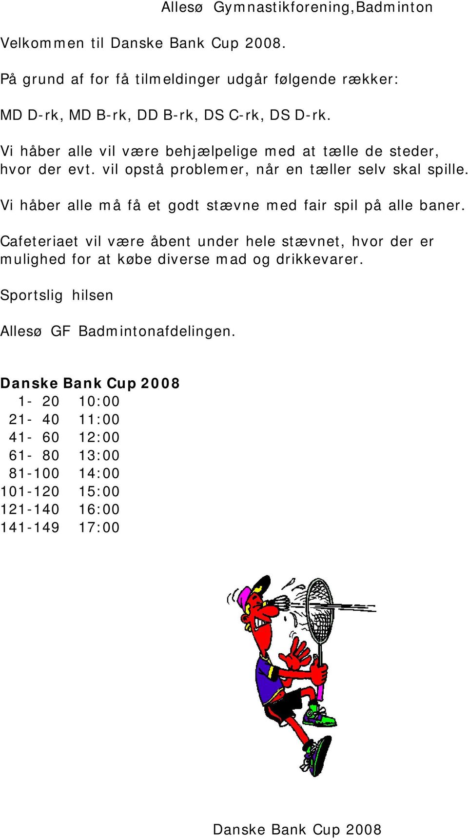 Allesø Gymnastikforening,Badminton - PDF Free Download