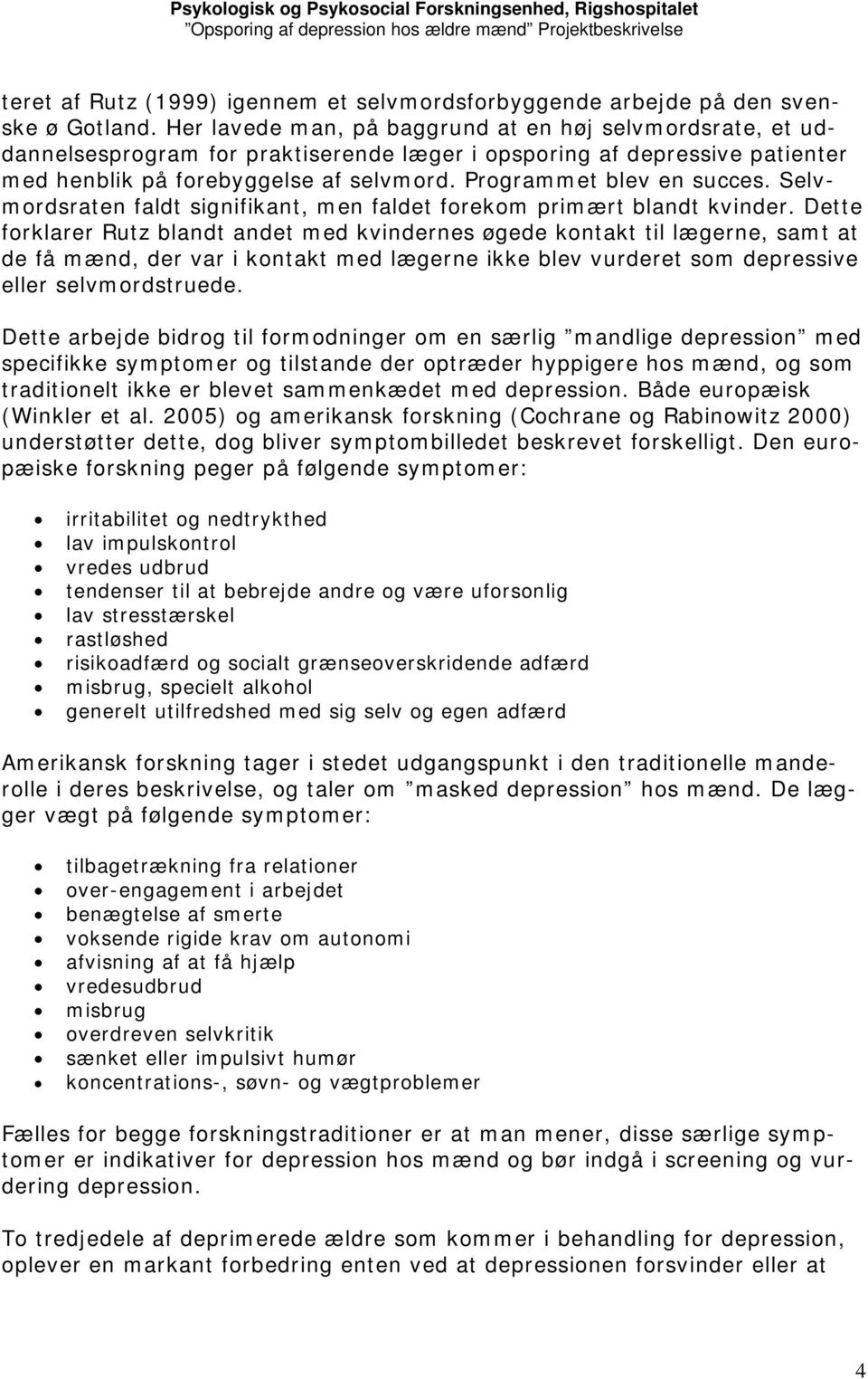 Opsporing af depression hos ældre mænd. Projektbeskrivelse - PDF Free  Download