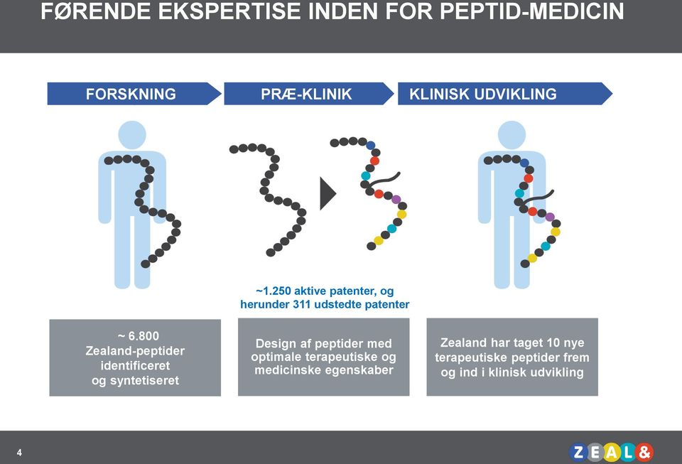 800 Zealand-peptider identificeret og syntetiseret Design af peptider med optimale