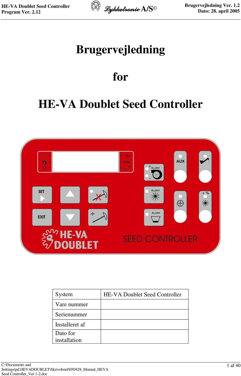 Seed Controller Vare nummer