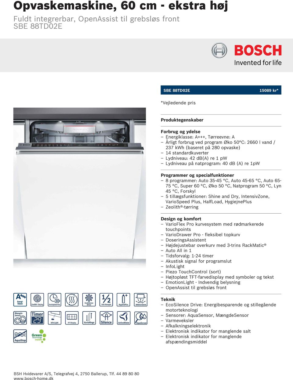 Opvaskemaskine, 60 cm - ekstra høj - PDF Free Download