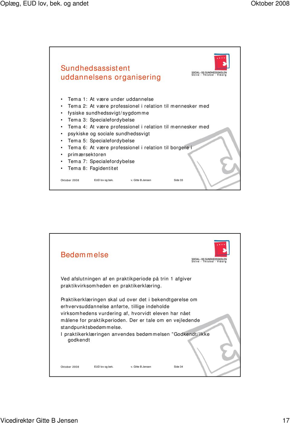 Specialefordybelse Tema 8: Fagidentitet Oktober 2008 EUD lov og bek. v.
