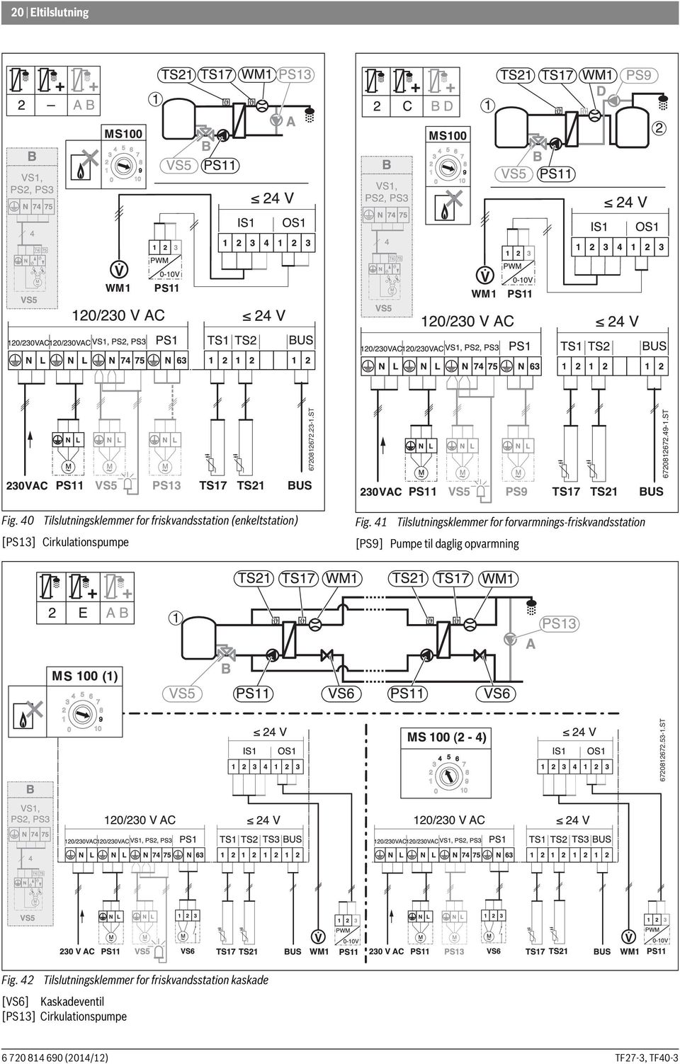41 Tilslutningsklemmer for forvarmnings-friskvandsstation [PS9] Pumpe til daglig opvarmning 1 (1)