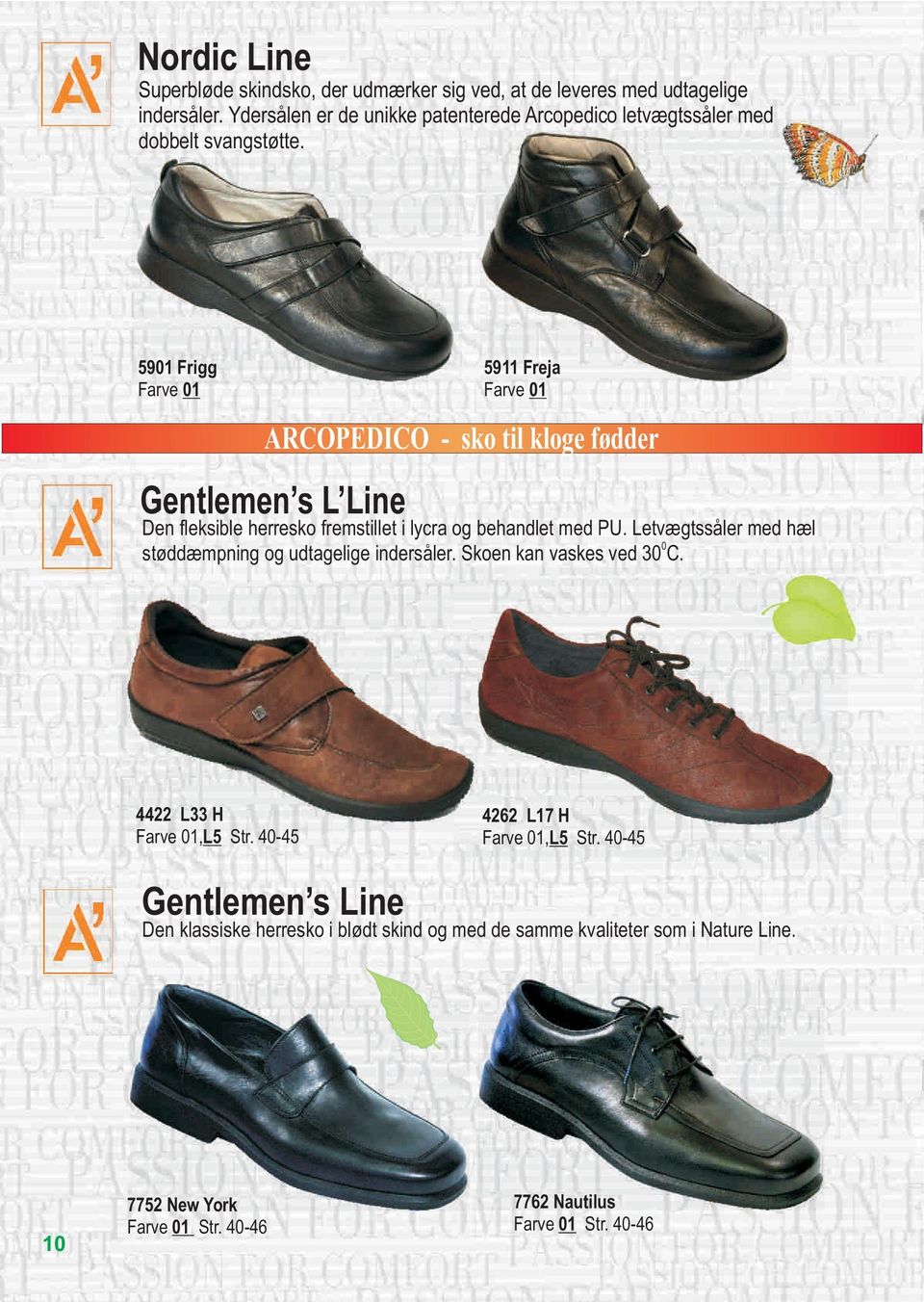 5901 Frigg Gentlemen s L Line 5911 Freja ARCOPEDICO - sko til kloge fødder Den fleksible herresko fremstillet i lycra og behandlet med PU.