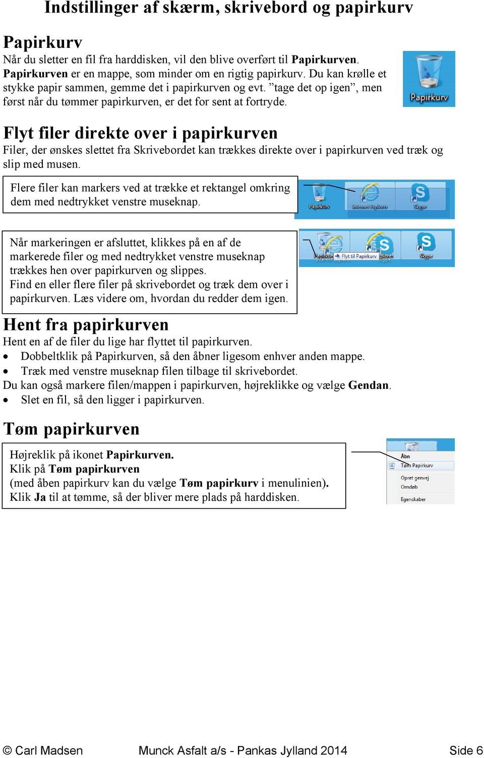 Indstillinger af skærm, skrivebord og papirkurv - PDF Gratis download