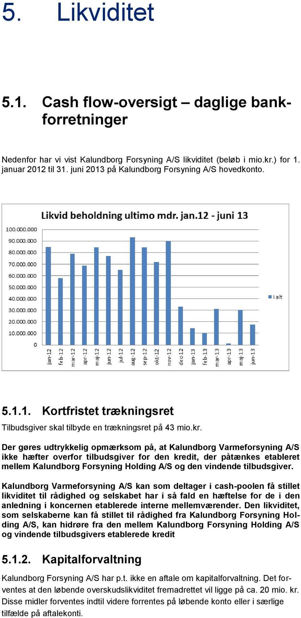 Der gøres udtrykkelig opmærksom på, at Kalundborg Varmeforsyning A/S ikke hæfter overfor tilbudsgiver for den kredit, der påtænkes etableret mellem Kalundborg Forsyning Holding A/S og den vindende