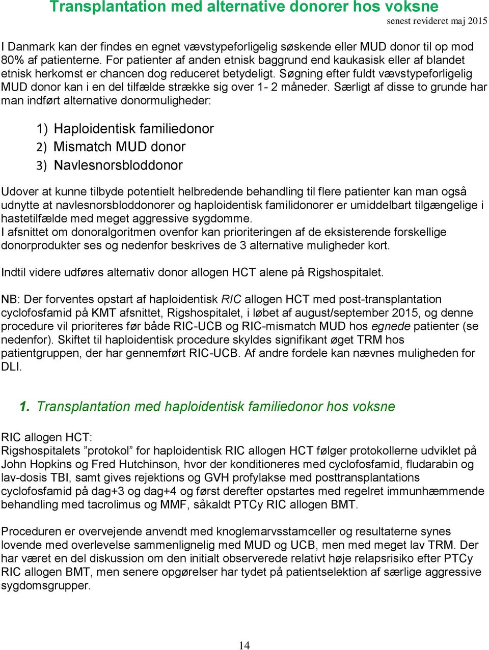 Rekommandationer for knoglemarvstransplantation - PDF Gratis download