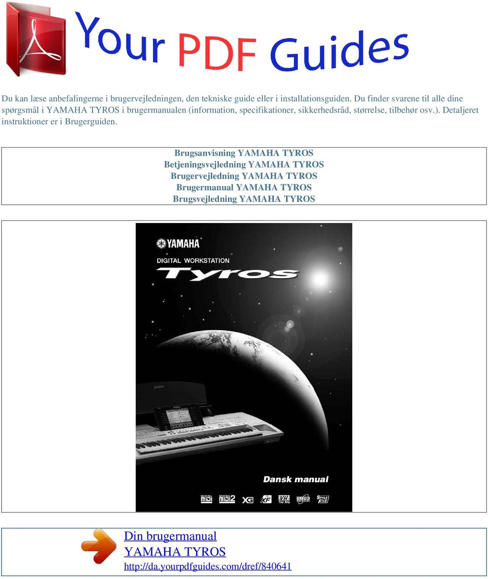 Din brugermanual YAMAHA TYROS - PDF Free Download