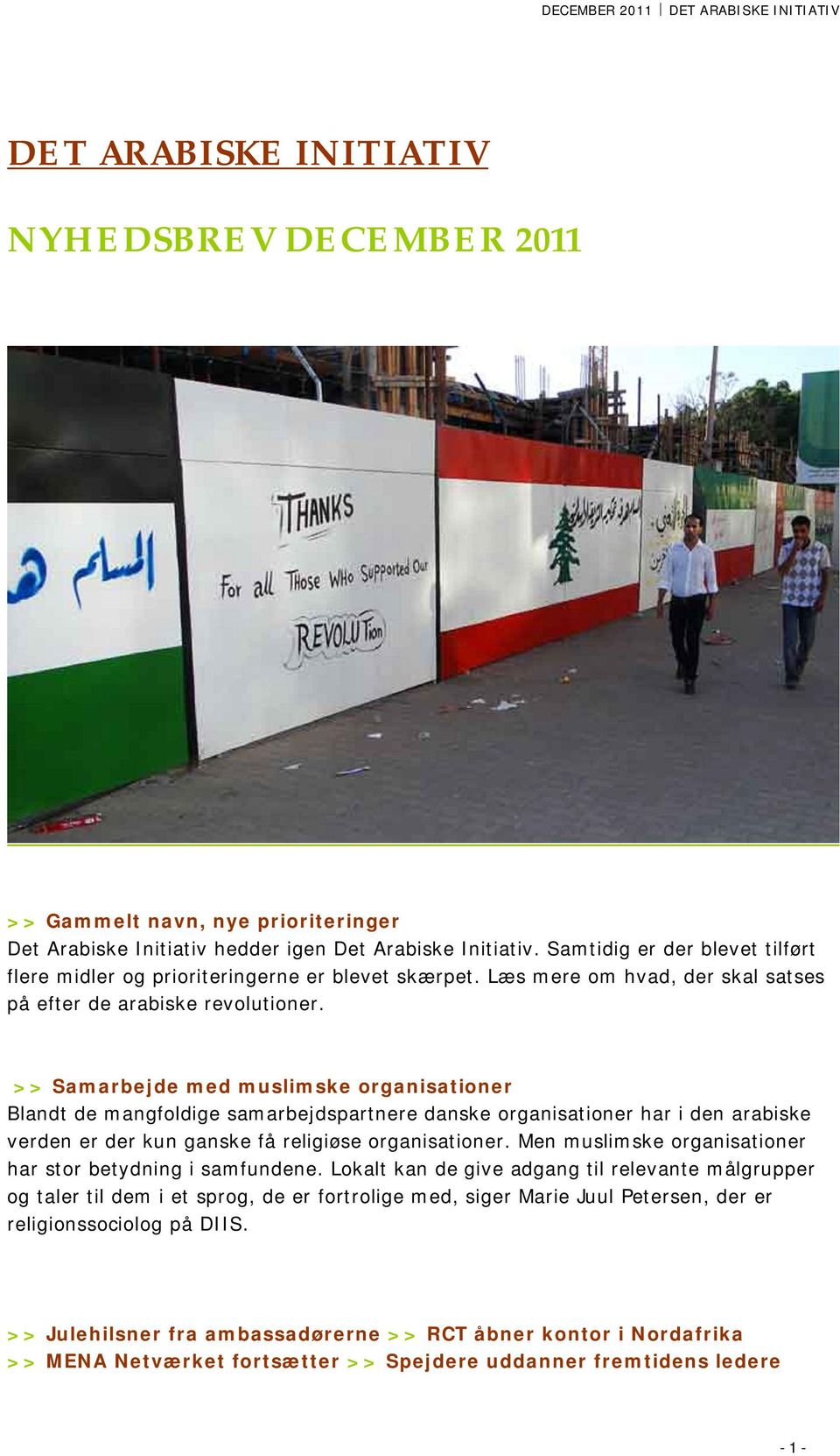 >> Samarbejde med muslimske organisationer Blandt de mangfoldige samarbejdspartnere danske organisationer har i den arabiske verden er der kun ganske få religiøse organisationer.