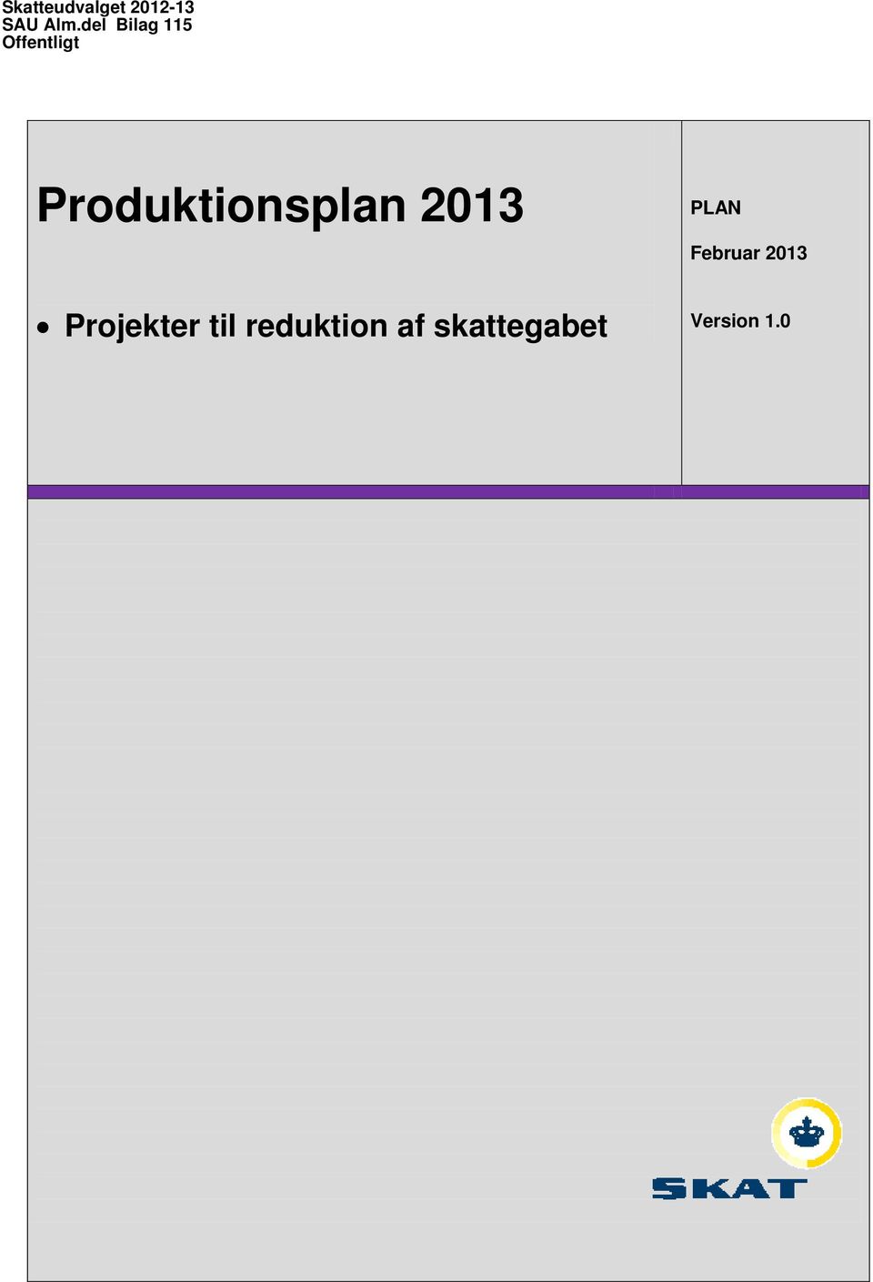 Produktionsplan 2013 Projekter til