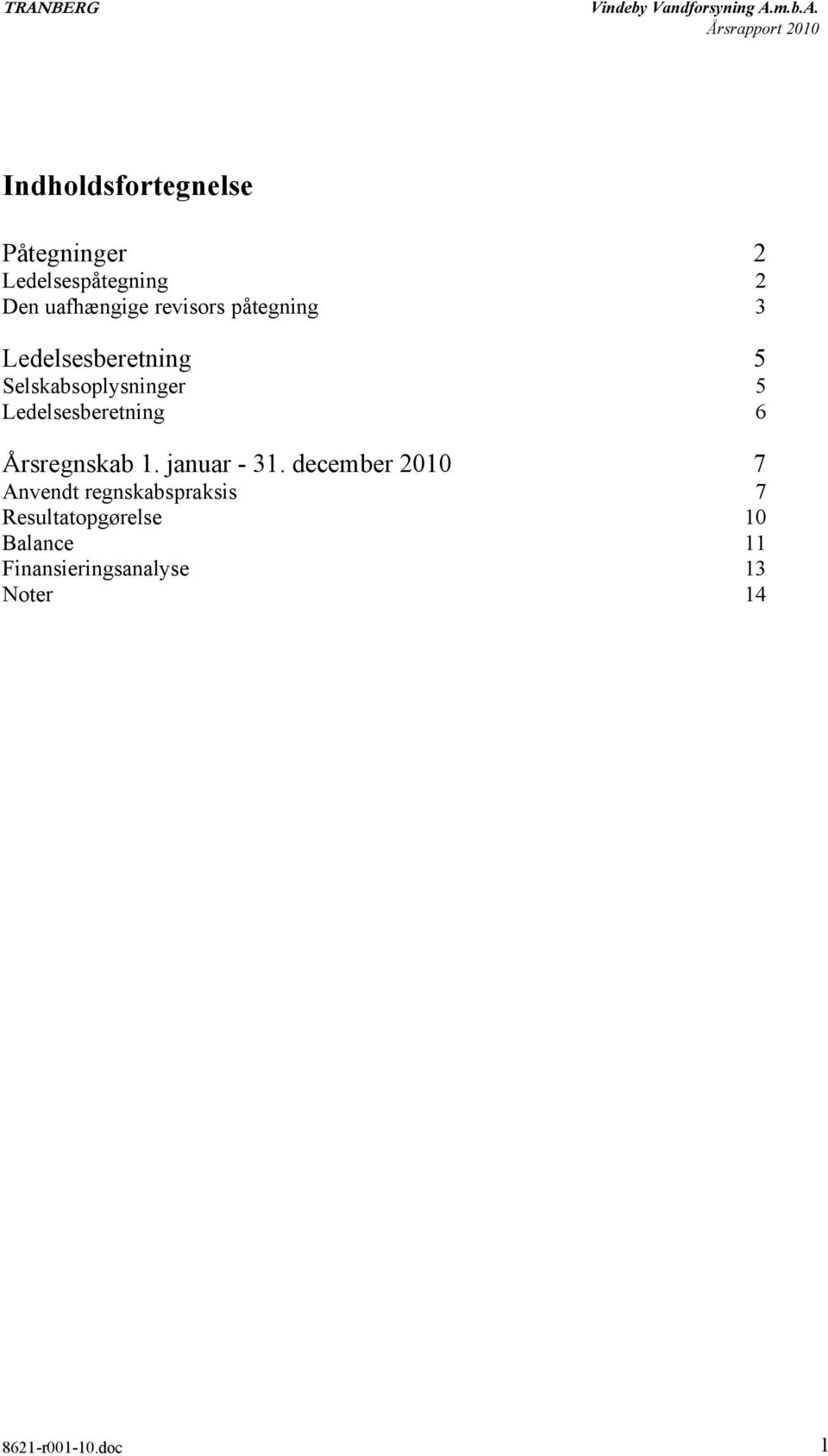 Ledelsesberetning 6 Årsregnskab 1. januar - 31.