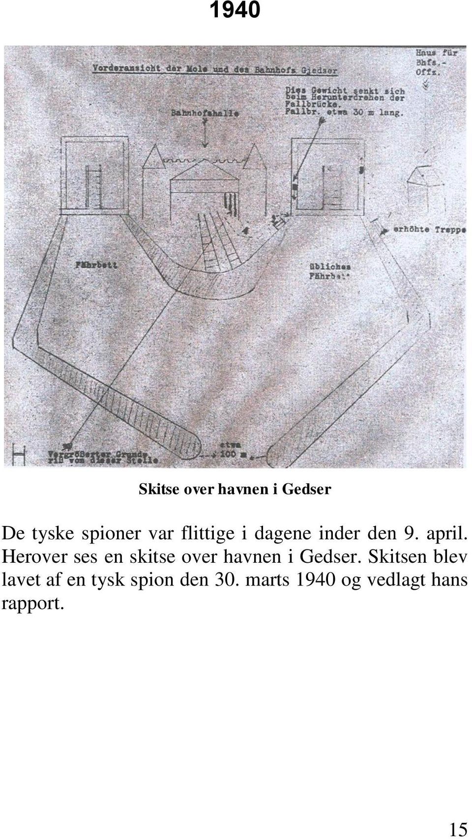 Herover ses en skitse over havnen i Gedser.