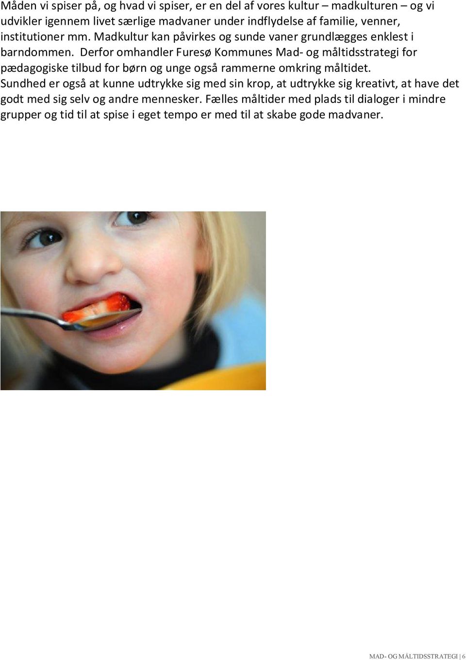 Derfor omhandler Furesø Kommunes Mad- og måltidsstrategi for pædagogiske tilbud for børn og unge også rammerne omkring måltidet.