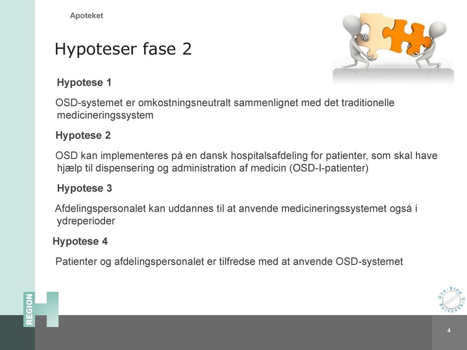 hjælp til dispensering og administration af medicin (OSD-I-patienter) Hypotese 3 Afdelingspersonalet kan uddannes