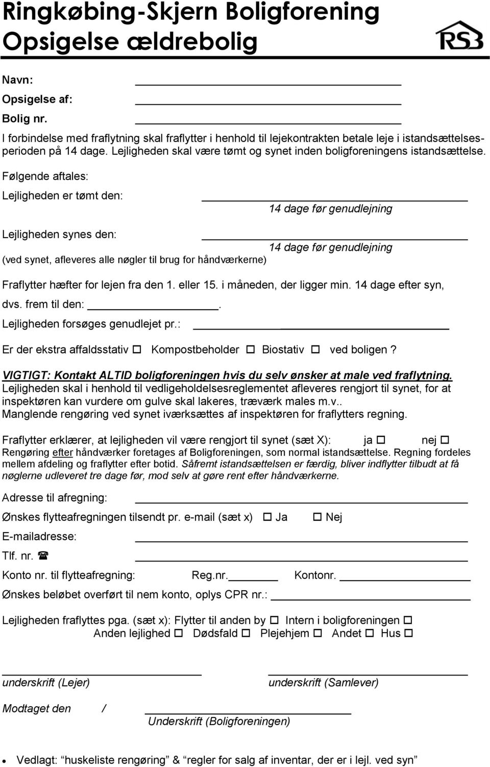 Ringkøbing-Skjern Boligforening Opsigelse ældrebolig - PDF Gratis download