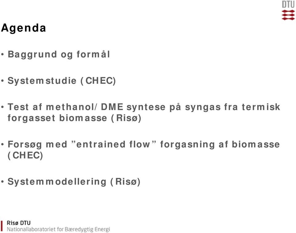 forgasset biomasse (Risø) Forsøg med entrained