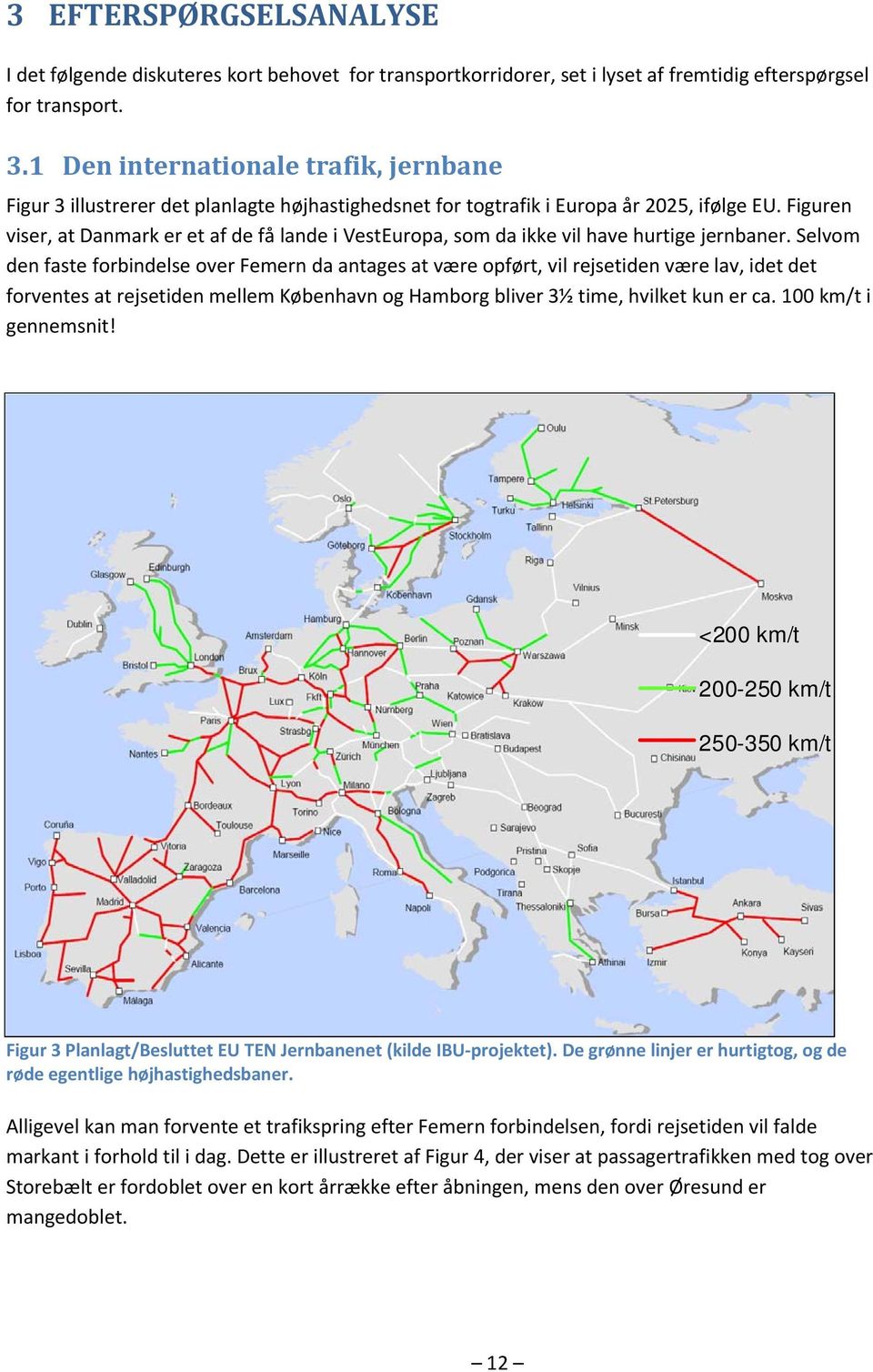 Figuren viser, at Danmark er et af de få lande i VestEuropa, som da ikke vil have hurtige jernbaner.