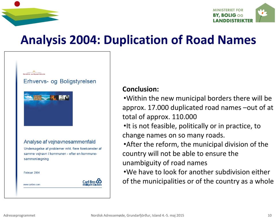 000 It is not feasible, politically or in practice, to change names on so many roads.