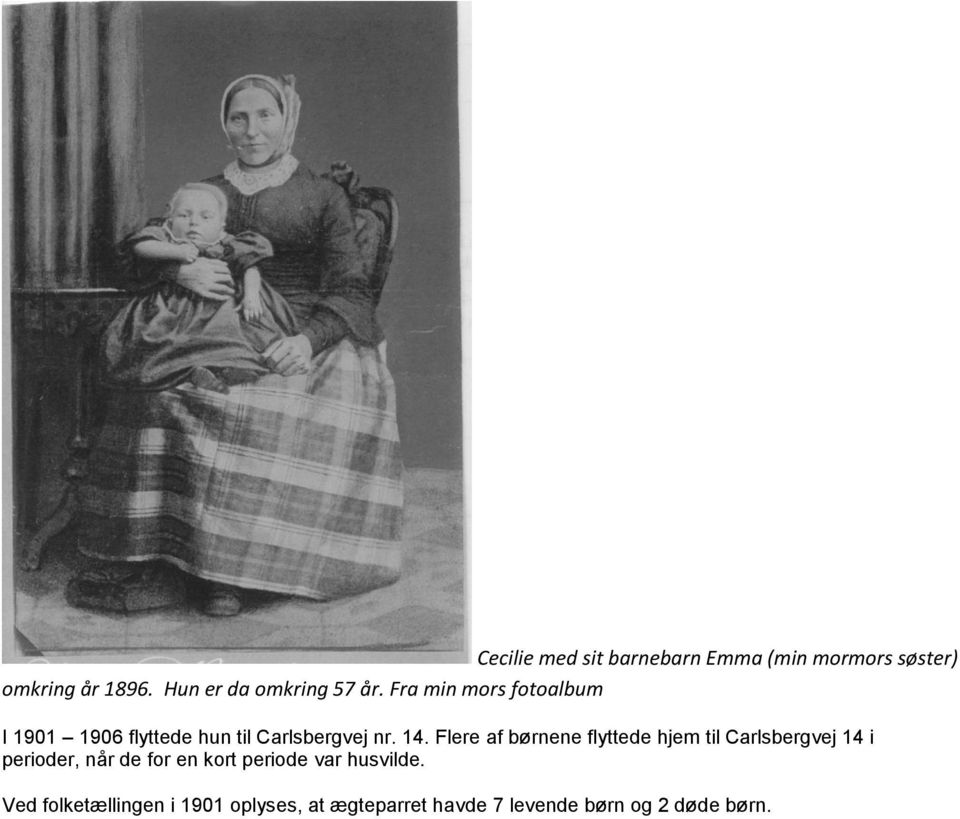 Fra min mors fotoalbum I 1901 1906 flyttede hun til Carlsbergvej nr. 14.