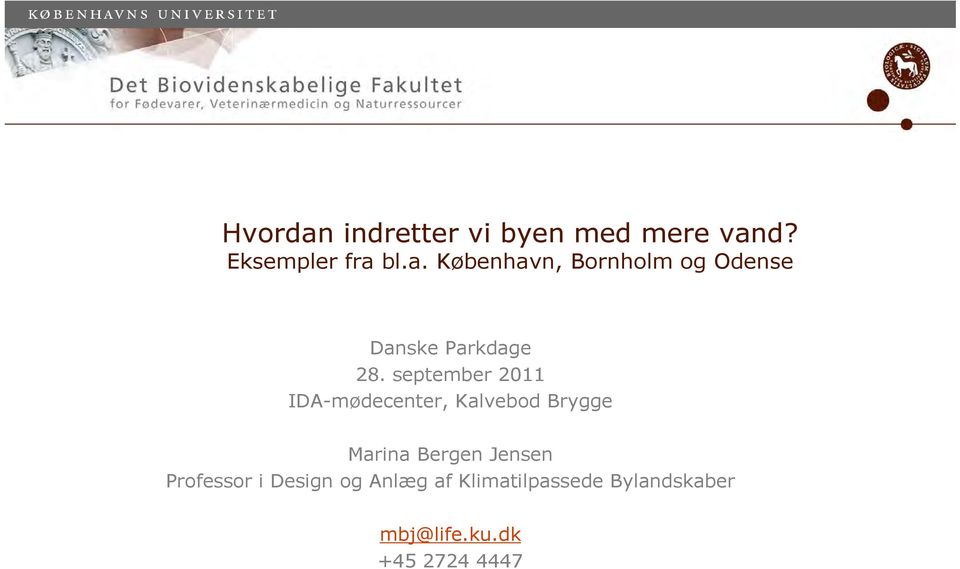 Professor i Design og Anlæg af Klimatilpassede Bylandskaber mbj@life.