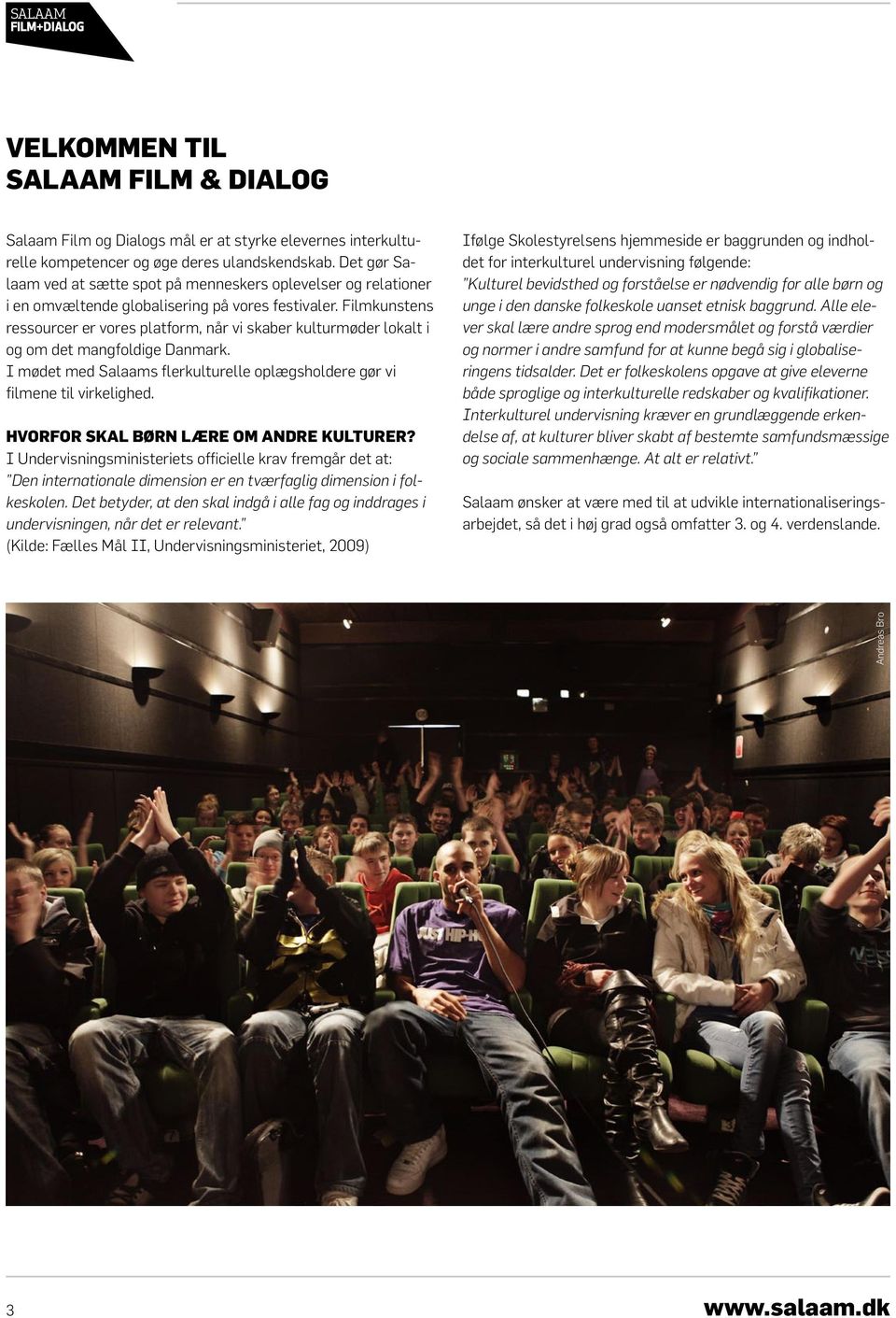 Filmkunstens ressourcer er vores platform, når vi skaber kulturmøder lokalt i og om det mangfoldige Danmark. I mødet med Salaams flerkulturelle oplægsholdere gør vi filmene til virkelighed.