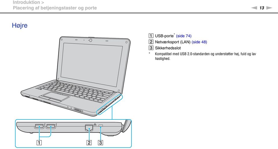 (side 48) C Sikkerhedsslot * Kompatibel med USB 2.