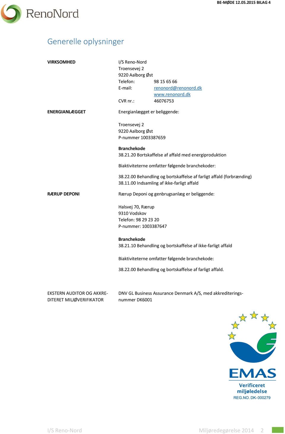 20 Bortskaffelse af affald med energiproduktion Biaktiviteterne omfatter følgende branchekoder: 38.22.00 Behandling og bortskaffelse af farligt affald (forbrænding) 38.11.