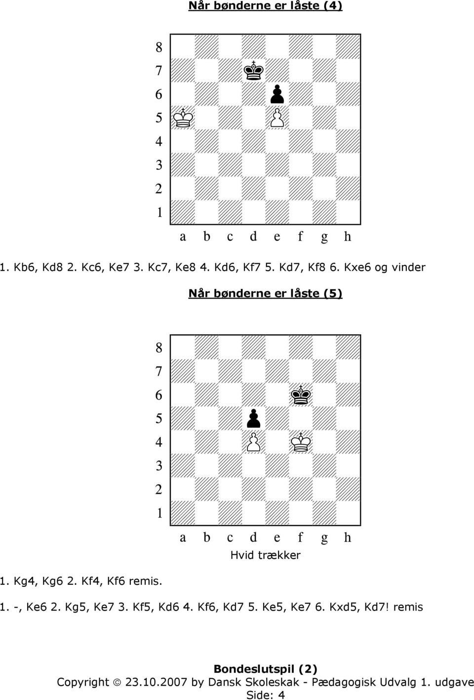 Kf4, Kf6 remis. Når bønderne er låste (5) Hvid trækker 1.