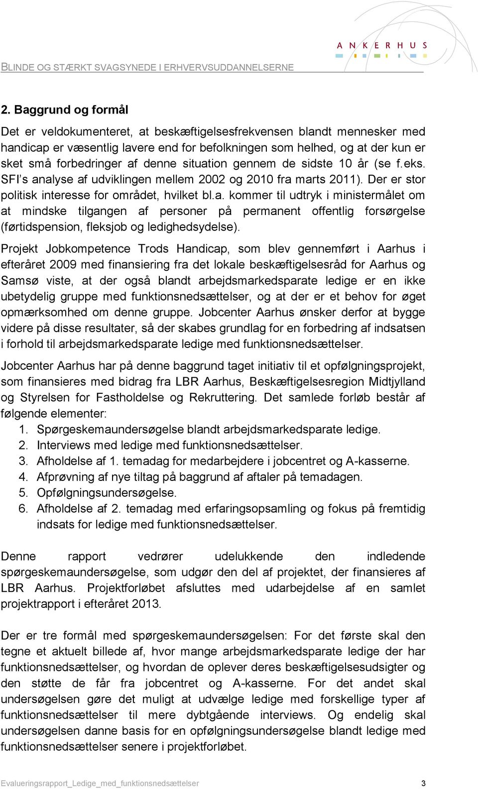 Projekt Jobkompetence Trods Handicap, som blev gennemført i Aarhus i efteråret 2009 med finansiering fra det lokale beskæftigelsesråd for Aarhus og Samsø viste, at der også blandt