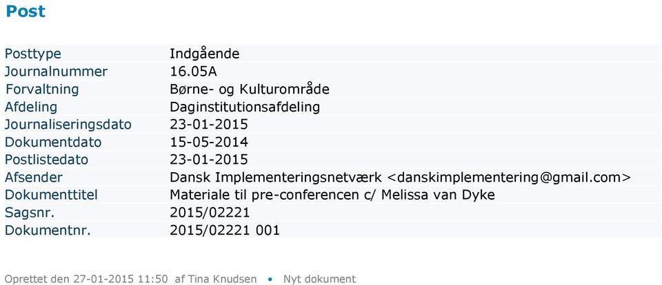Dokumentdato 15-05-2014 Dansk Implementeringsnetværk
