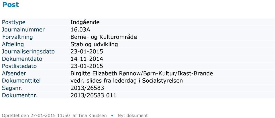 Dokumentdato 14-11-2014 Birgitte Elizabeth