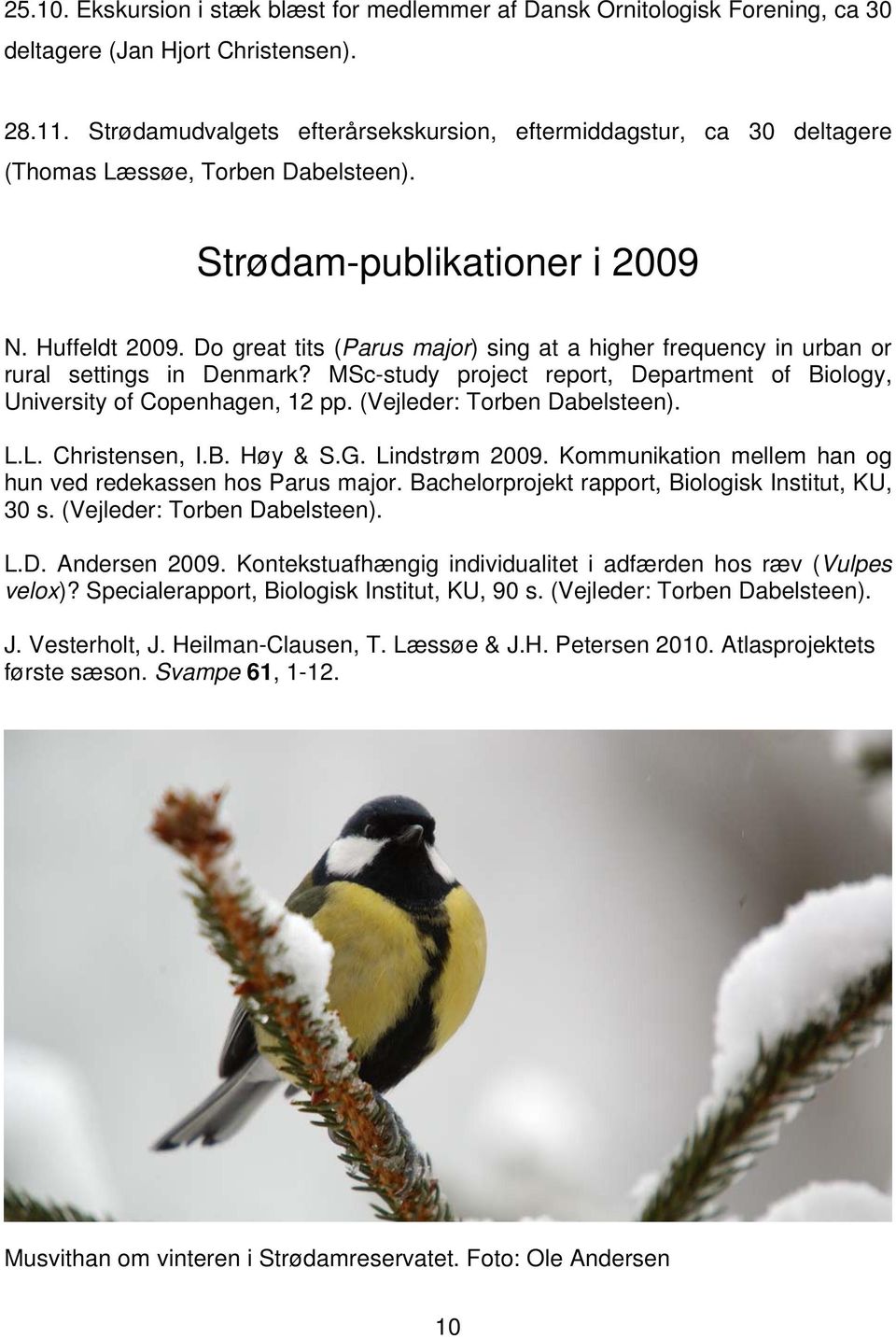 Do great tits (Parus major) sing at a higher frequency in urban or rural settings in Denmark? MSc-study project report, Department of Biology, University of Copenhagen, 12 pp.