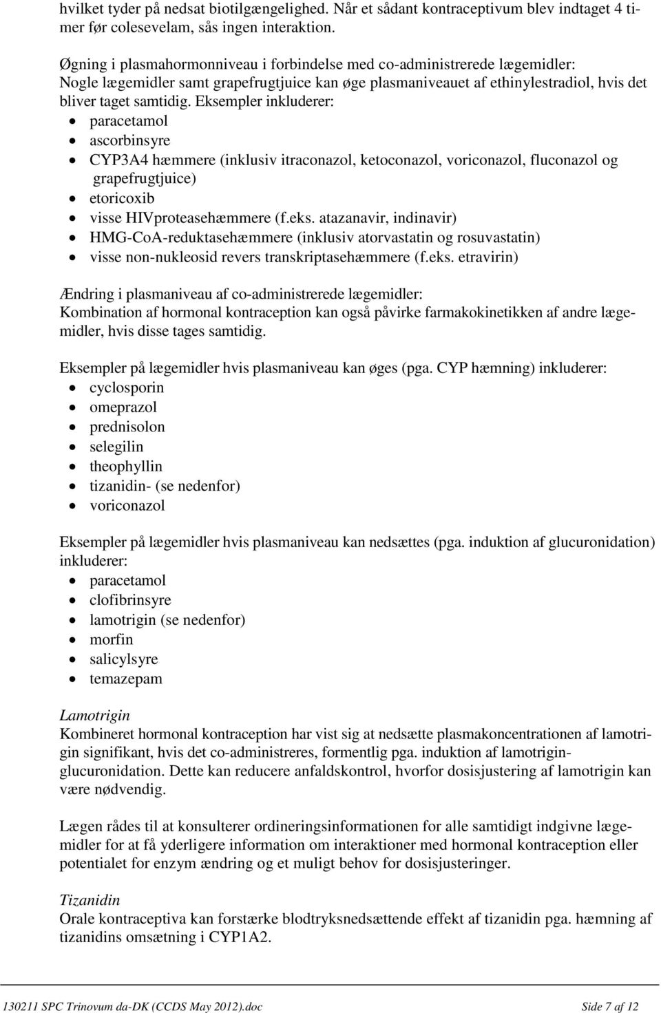 Eksempler inkluderer: paracetamol ascorbinsyre CYP3A4 hæmmere (inklusiv itraconazol, ketoconazol, voriconazol, fluconazol og grapefrugtjuice) etoricoxib visse HIVproteasehæmmere (f.eks.