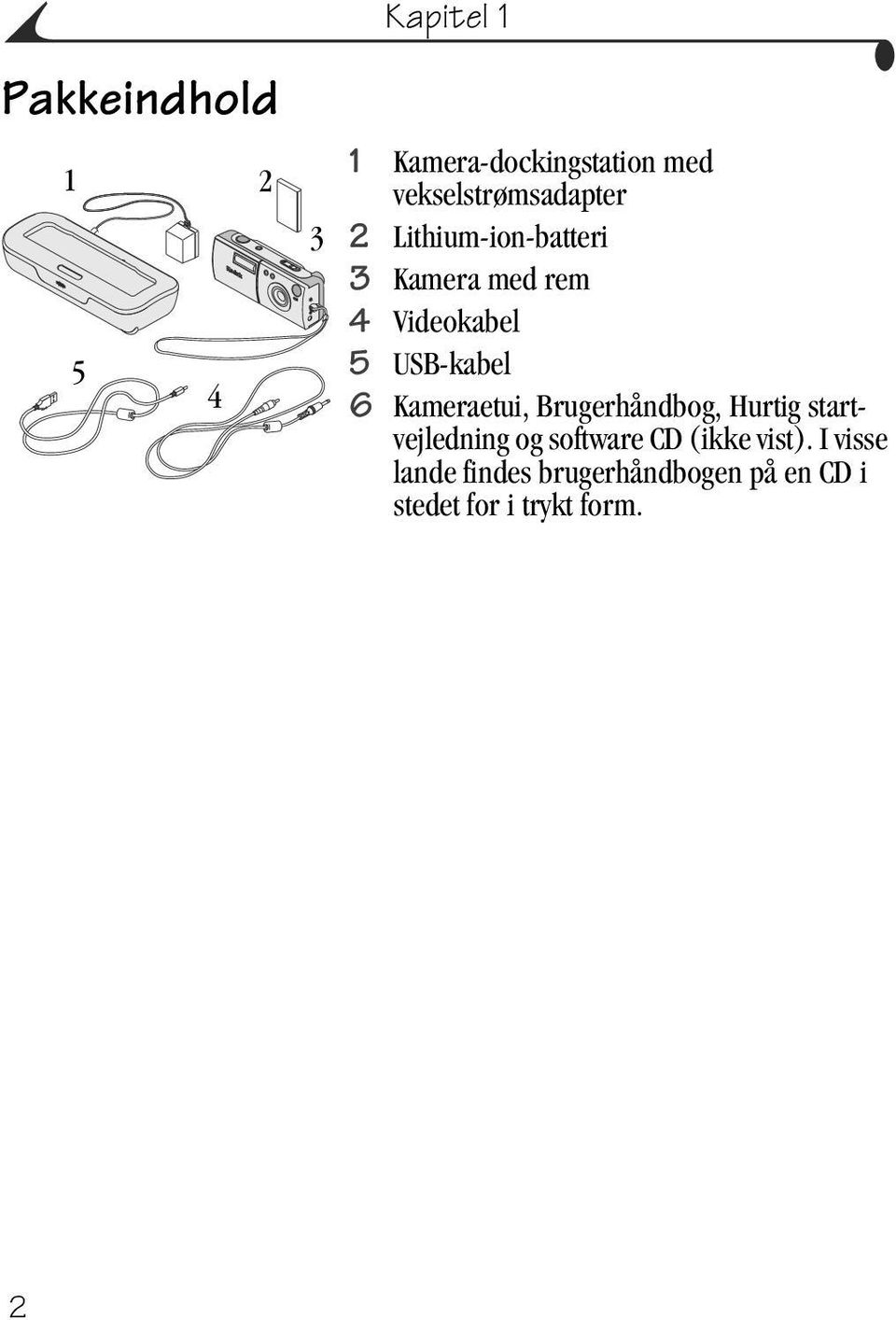 USB-kabel 6 Kameraetui, Brugerhåndbog, Hurtig startvejledning og software