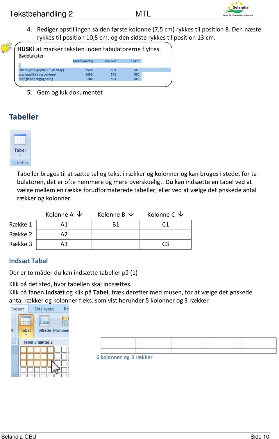 Gem og luk dokumentet Tabeller Tabeller bruges til at sætte tal og tekst i rækker og kolonner og kan bruges i stedet for tabulatoren, det er ofte nemmere og mere overskueligt.