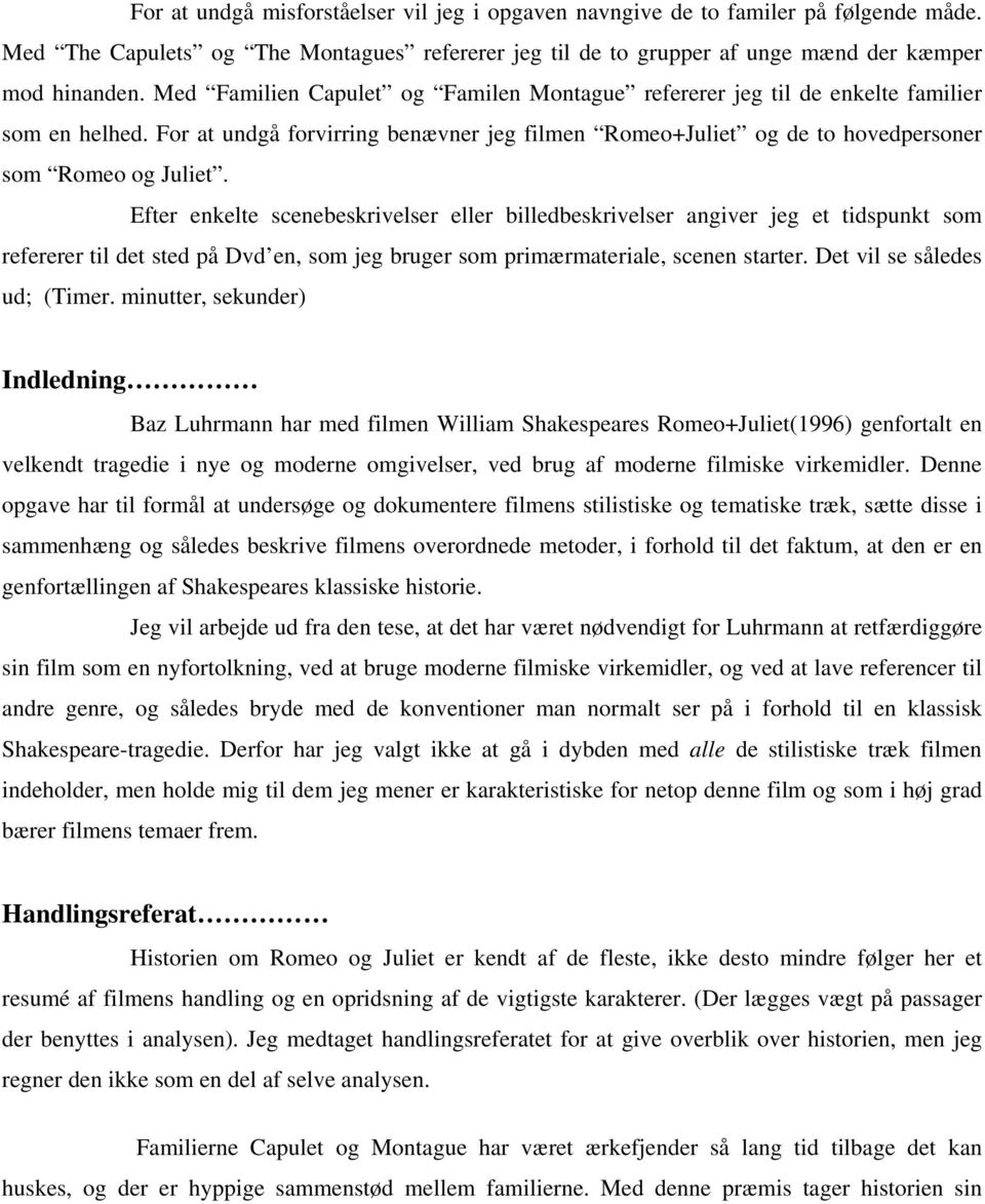 Analyse af Baz Luhrmann s William Shakespeare s Romeo and Juliet - PDF  Gratis download
