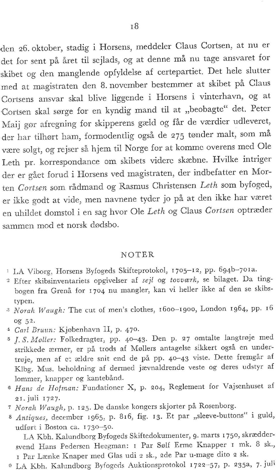 EN KOFFARDISKIPPER OG HANS SKIB I 1712 Fra Horsens skifteprotokol ...