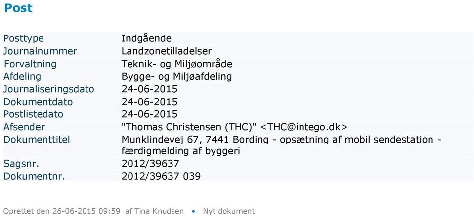 dk> Dokumenttitel Munklindevej 67, 7441 Bording - opsætning af mobil