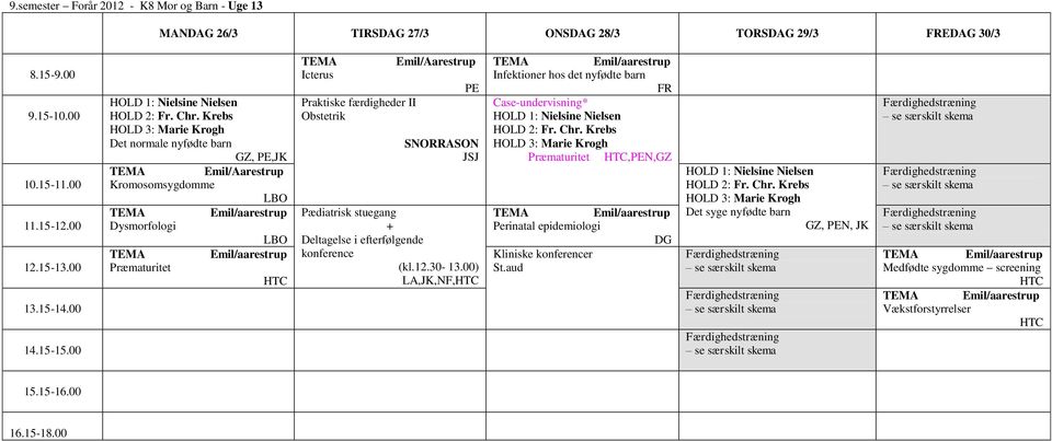 Emil/Aarestrup PE SNORRASON Pædiatrisk stuegang + Deltagelse i efterfølgende konference (kl.12.30-13.