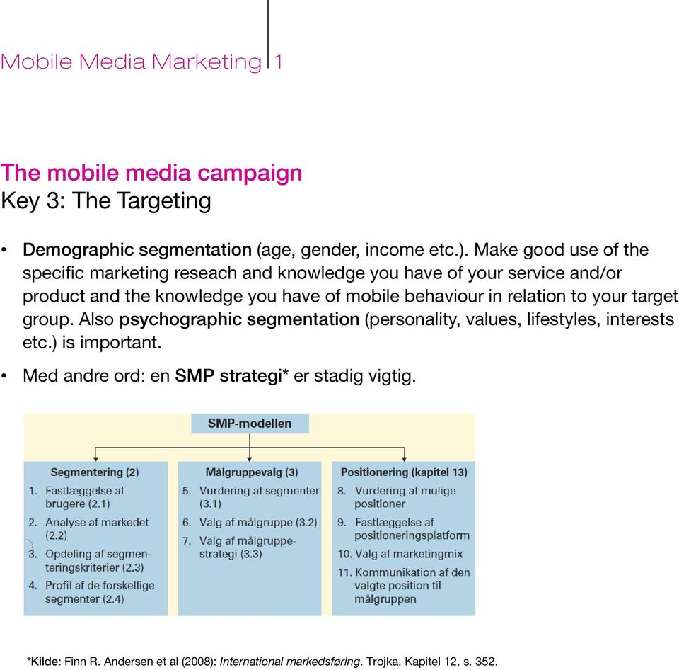 of mobile behaviour in relation to your target group.
