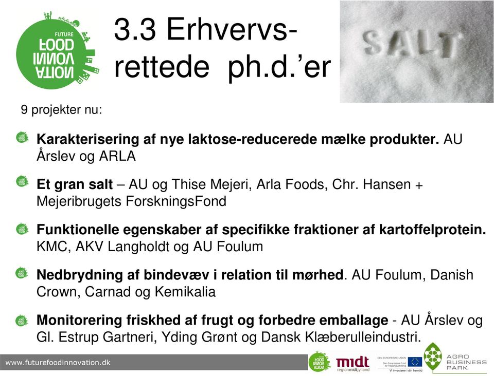 Hansen + Mejeribrugets ForskningsFond Funktionelle egenskaber af specifikke fraktioner af kartoffelprotein.