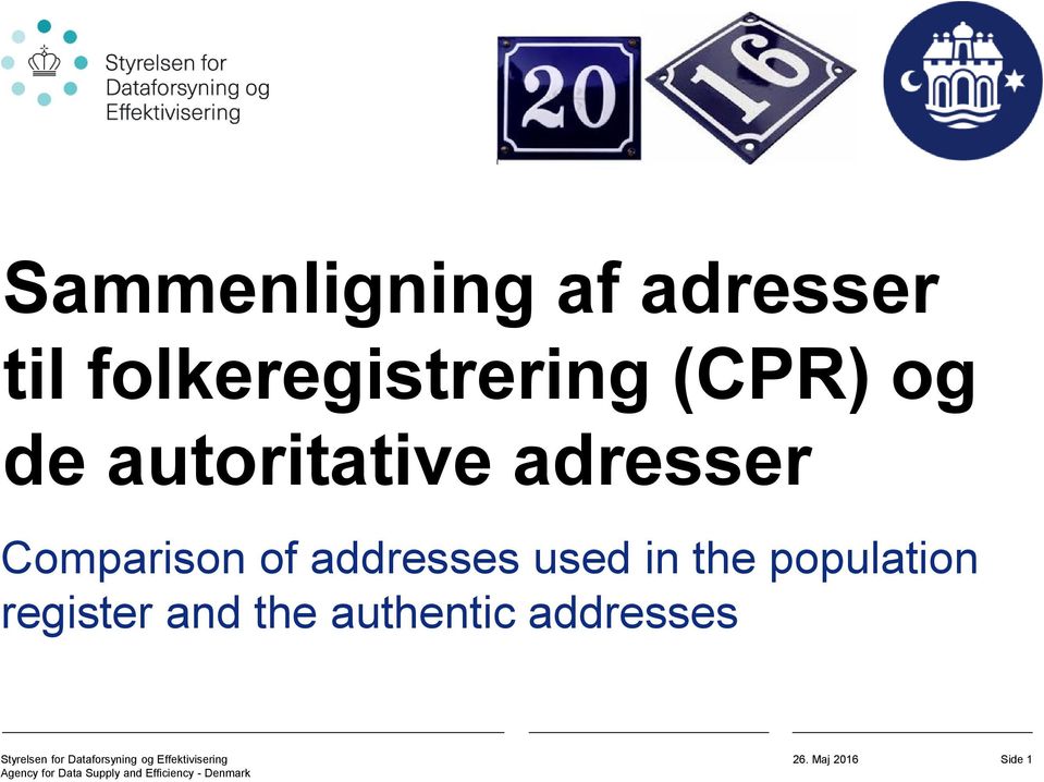 adresser Comparison of addresses used in