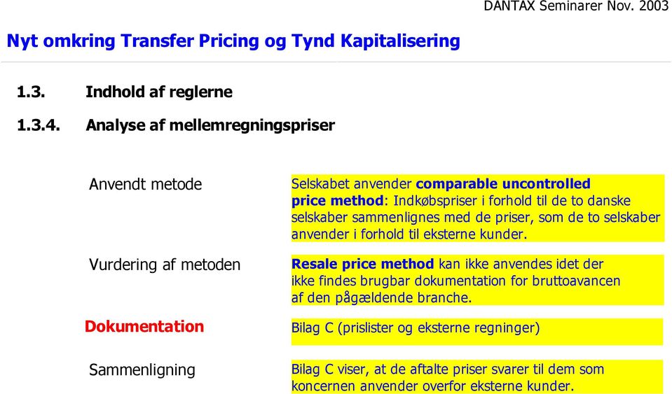 Indkøbspriser i forhold til de to danske selskaber sammenlignes med de priser, som de to selskaber anvender i forhold til eksterne kunder.