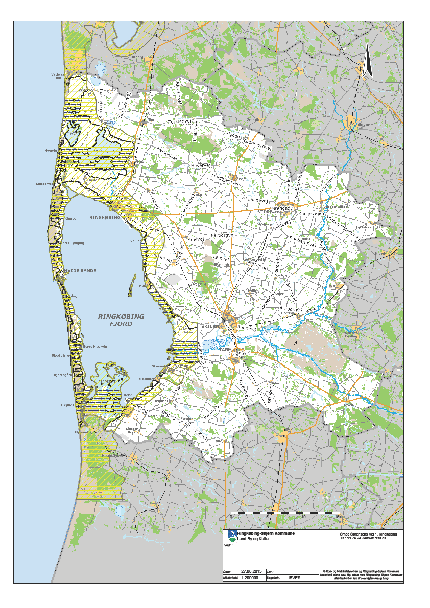 2. Kystnærhedszone (gult skraveret)/ Kystnærhedszone r bebyggelse (sort skraveret) Udlagt for at sikre, at de åbne kyststrækninger bevarer deres åbne karakter og fortsat udgør en væsentlig natur- og