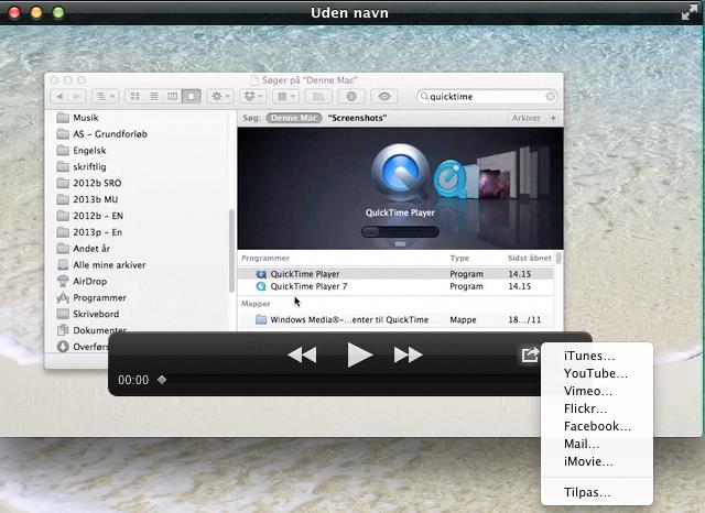 For at gemme din screencast klikkes på eksporter under menuen arkiv. Herefter vælges et navn til optagelsen, en placering på computeren og et format.