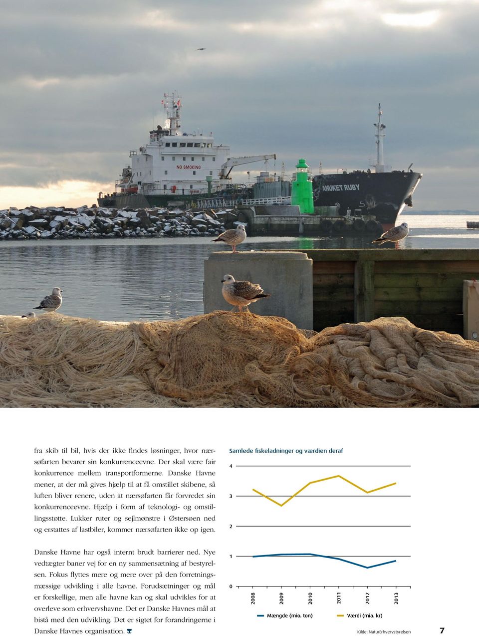 Lukker ruter og sejlmønstre i Østersøen ned og erstattes af lastbiler, kommer nærsøfarten ikke op igen. Samlede fiskeladninger og værdien deraf Danske Havne har også internt brudt barrierer ned.