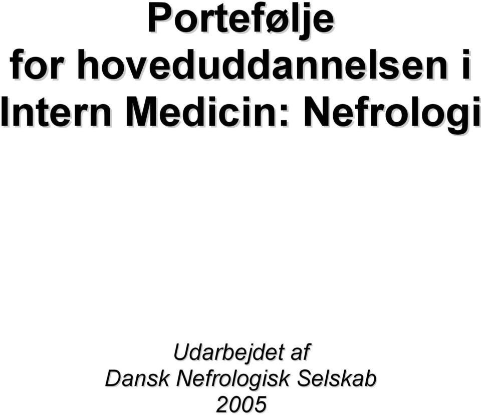 Medicin: Nefrologi